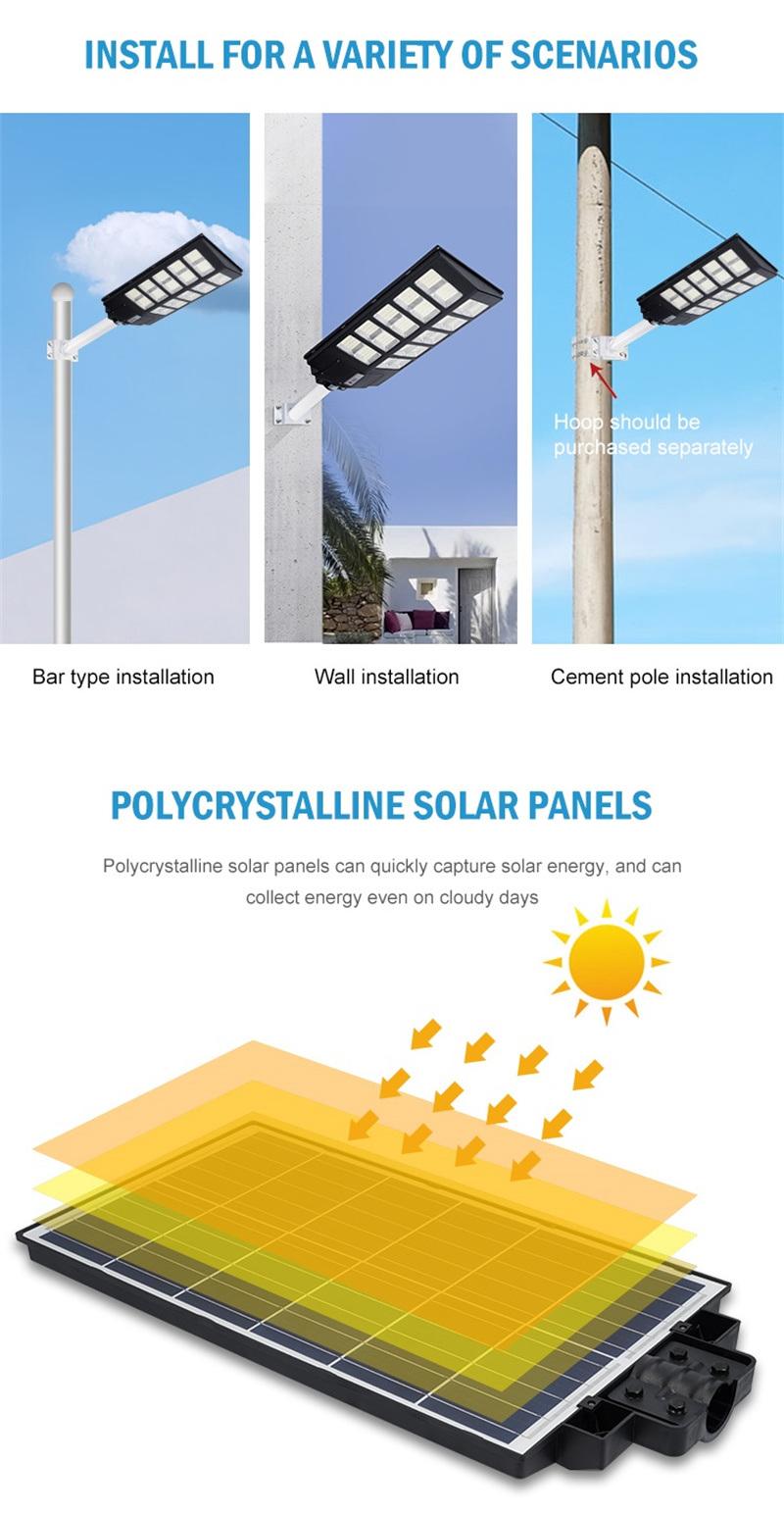 Factory Promotion New Design Energy Saving 500W Rechargeable Solar LED Street Light