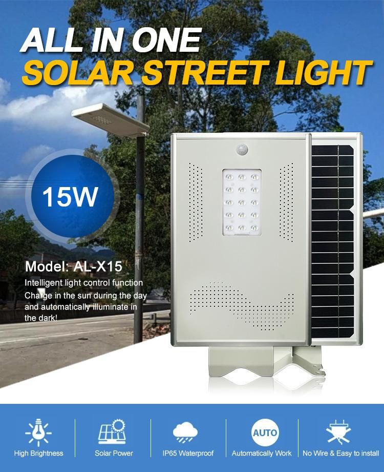 12.8V 9ah LiFePO4 Battery 15W Waterproof Solar LED Street Light