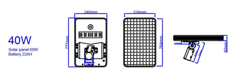 ISO9001 Certified IP65 Waterproof 30-120W Integrated All in One LED Solar Powered Street Light for 5m~12m Poles