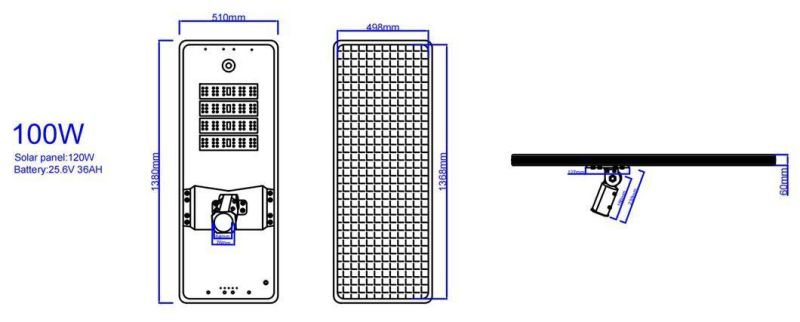 Best Design Die-Casting Aluminum High Brightness Outdoor 100W Adjustable Integrated Solar Street Light