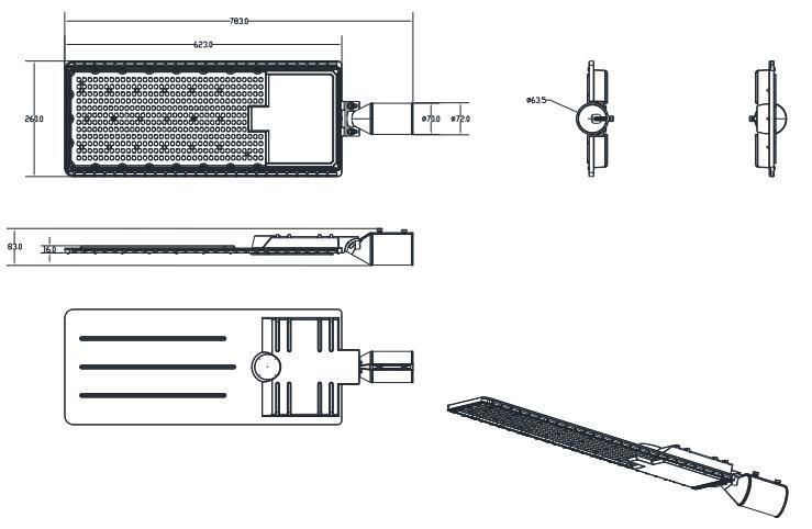 Outdoor Street Lighting 120lm/W 24000lm 3 Years LED Street Light