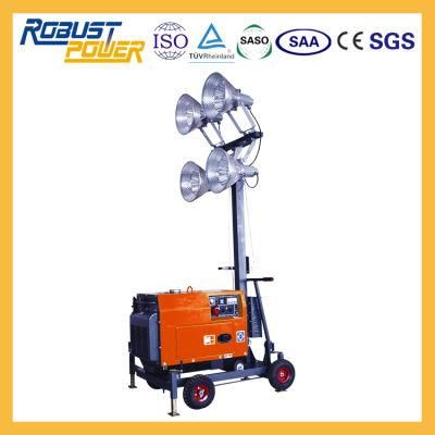 4.8m Metal Halide Lamp 4X400W Night Scan Light Tower Generator 5kw