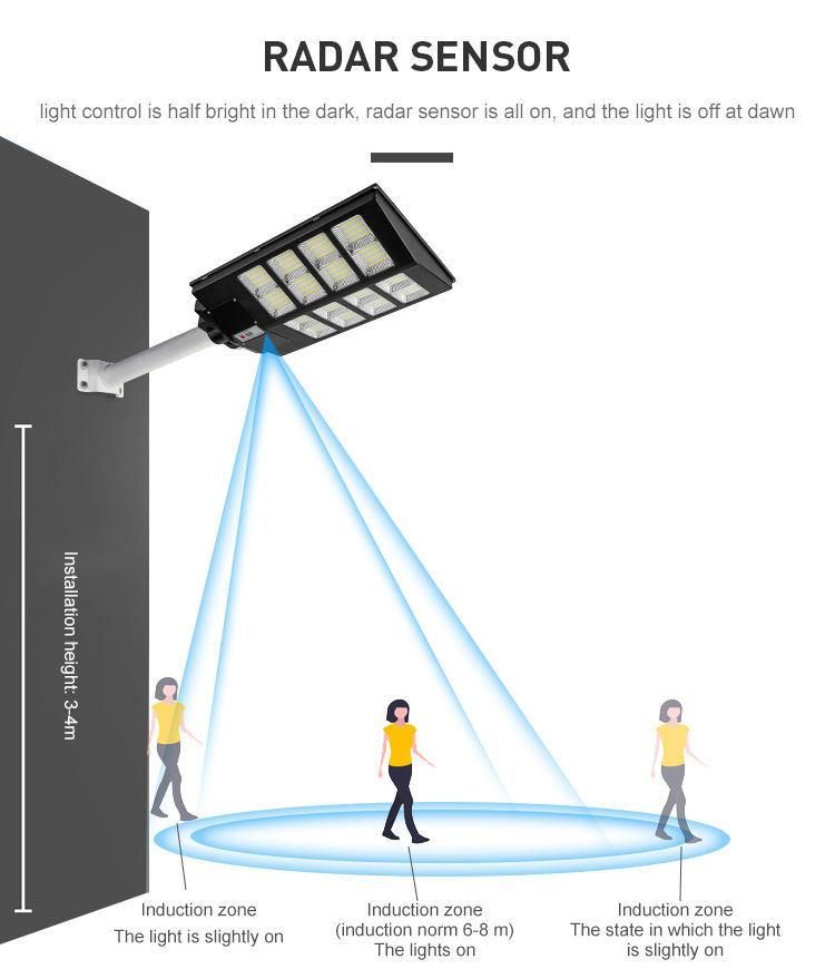 2022 New Design Road Street Light SMD IP65 Waterproof 100W 300W 500W All in One LED Solar Street Light Motion Sensor