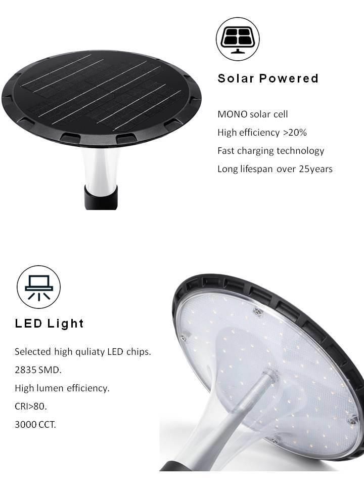 9W Outdoor Waterproof Warm White Solar LED Lamp with Pole