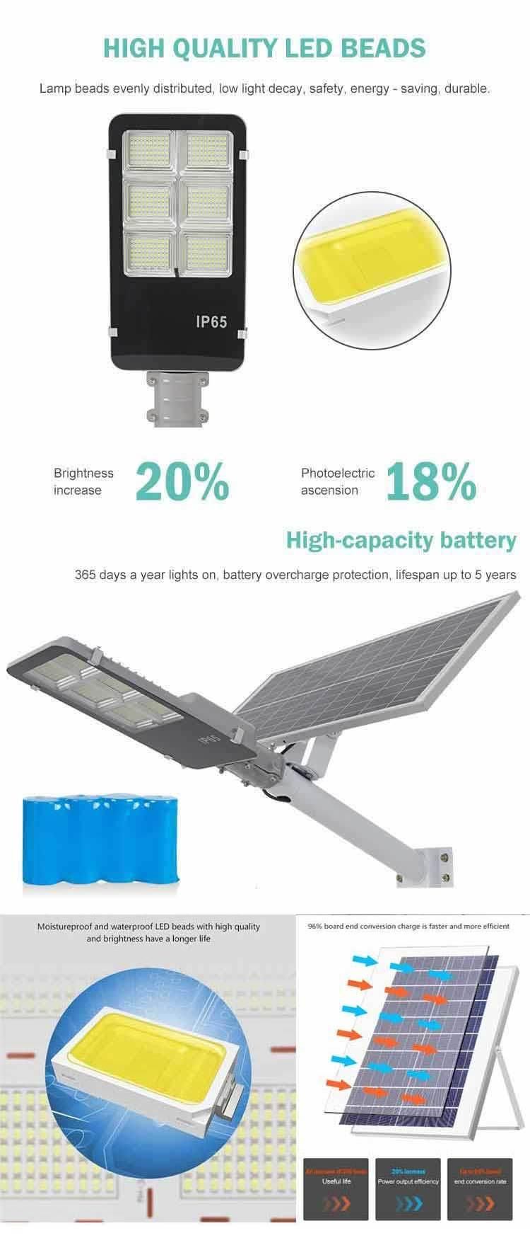 IP65 Waterproof Aluminum Super Bright 100W LED Solar Street Light