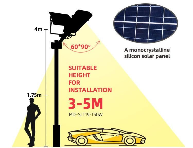 Bspro Waterproof IP65 Timer Light Control 150W 300W Industrial Integrated Solar Outdoor Street Lights