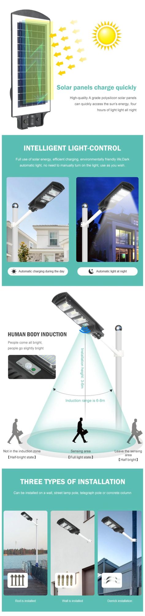 Easy Installation ABS IP65 30W Integrated LED Solar Street Light