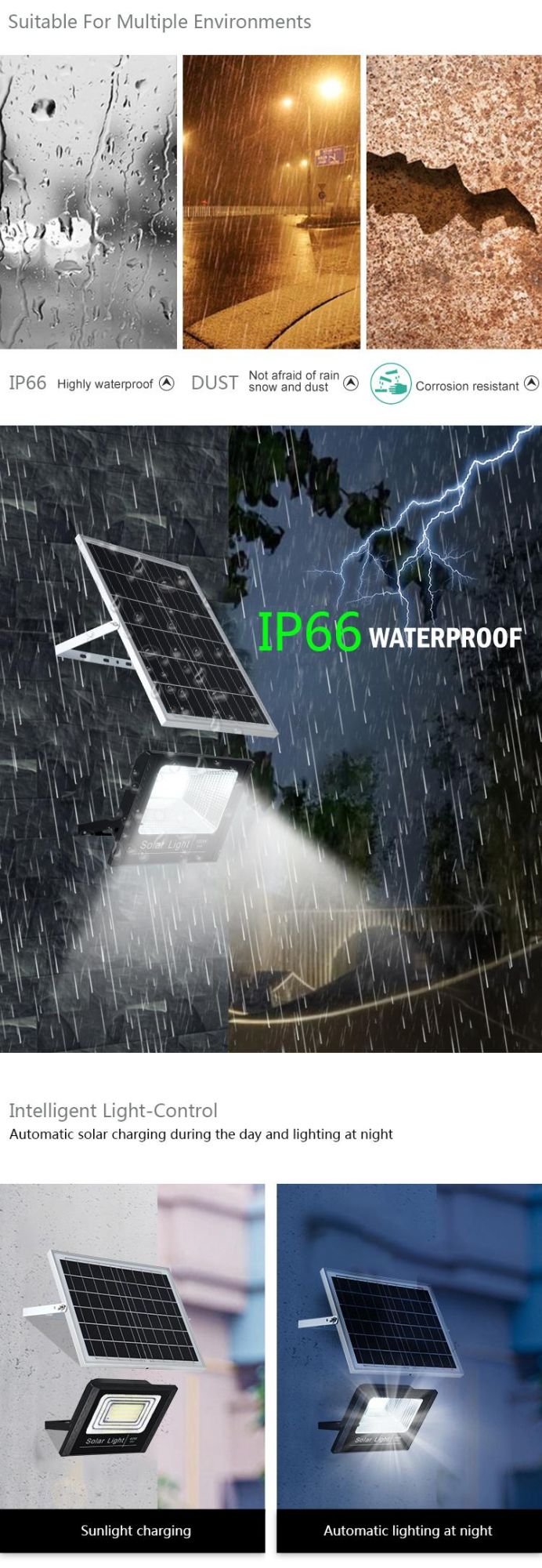 60W 100W 200W LED Solar Lights Outdoor Projector Solar Flood Garden Lights LED Solar Street Light