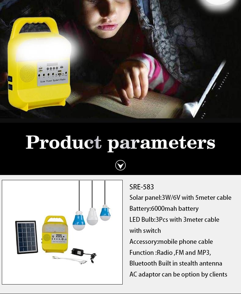 Rechargeable Portable Lantern Light Solar LED Bulb with Solar Panel