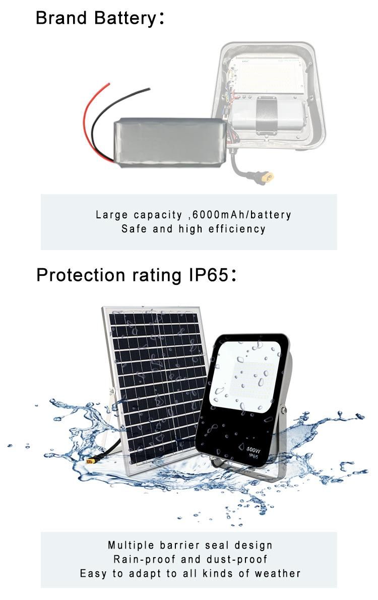 Outdoor IP65 Specifications Portable Garden Vario 200W Solar Flood Light with Remote Control