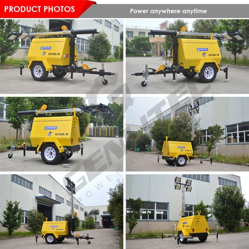 5kVA Diesel Portable Lighting Tower Generator with 4X300W LED Floodlights