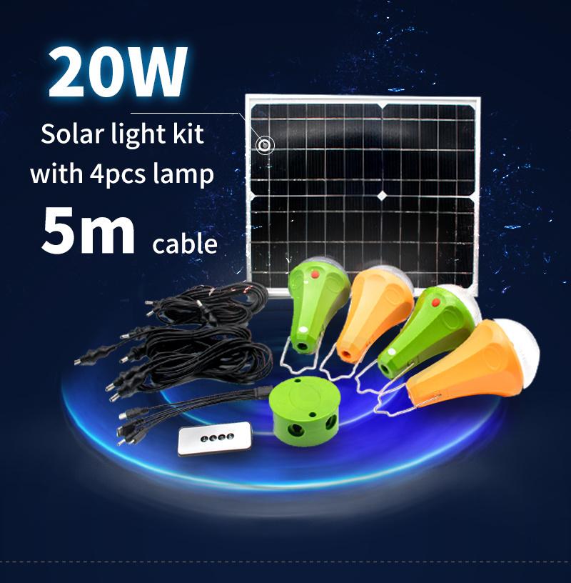 Solar System 20W 11V Home Solar Power System with 4PCS Solar Light *Power Display Solar Lights