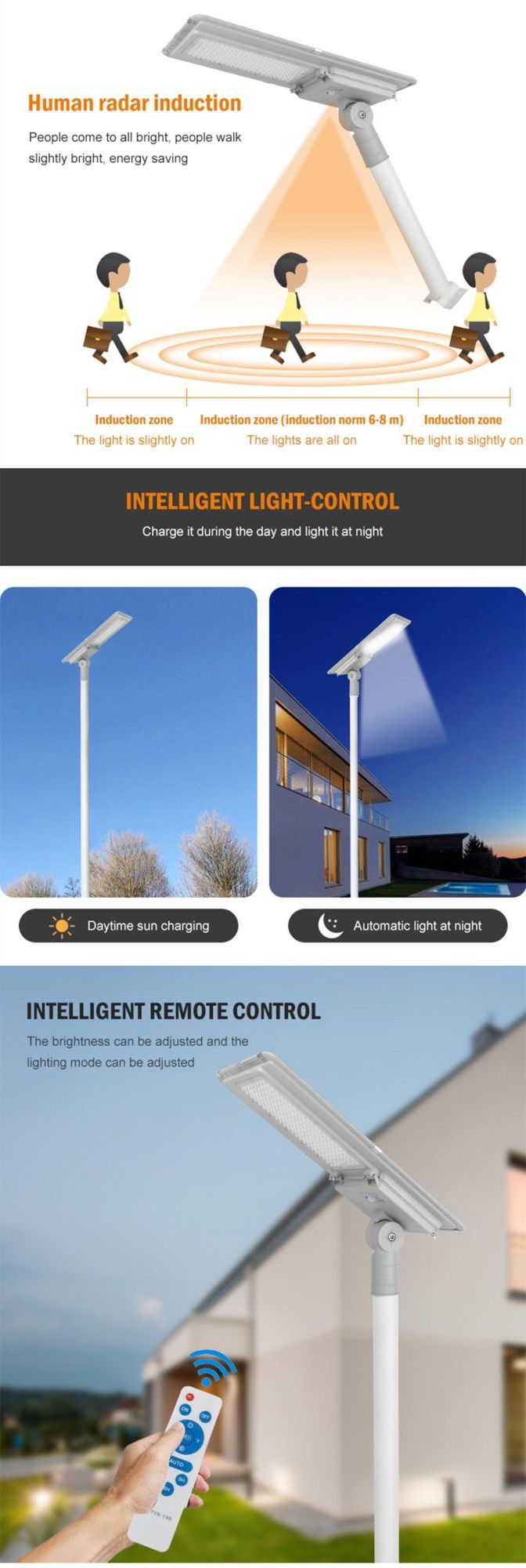 CE Garden Solar Light Price Adjustblae Lighting All in One Solar Street Light 60W 100W 180W