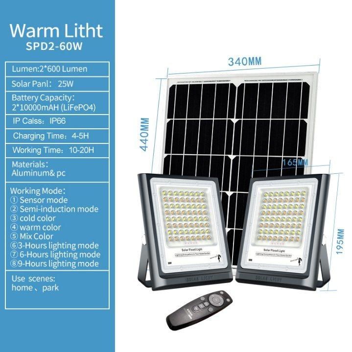 China Supplier for Solar Flood Light with Mix Warm and Nature 3 Model Lighting