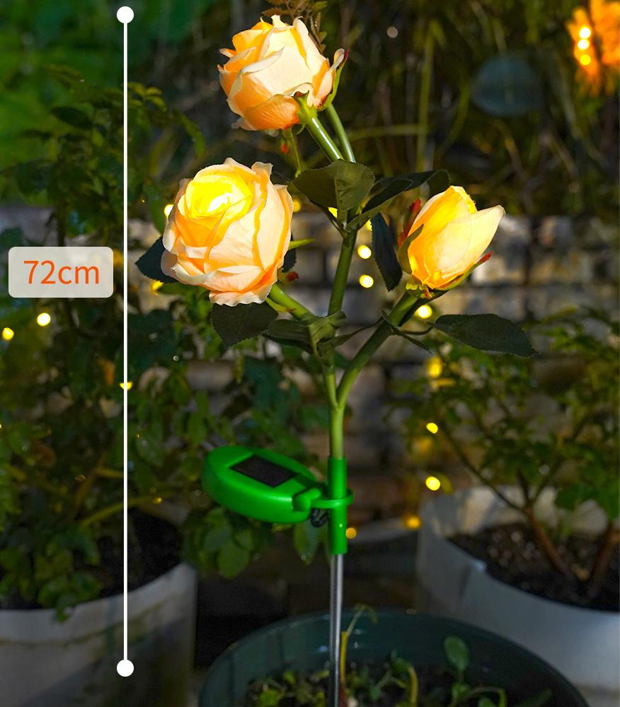 3 - Head Rose Lamp Lawn Simulation Flower Ground Insert Solar Lamp