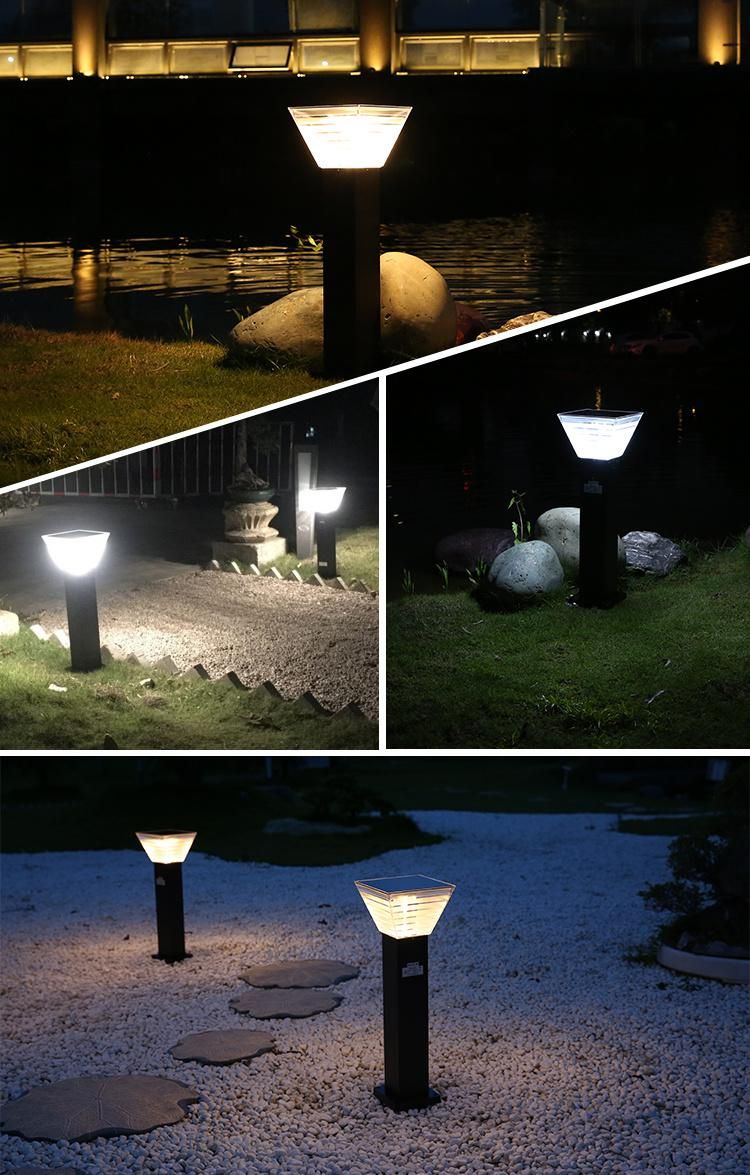 Bspro Outdoor Aluminum Waterproof LED Pillar Lighting Lights Solar Powered Lawn Light