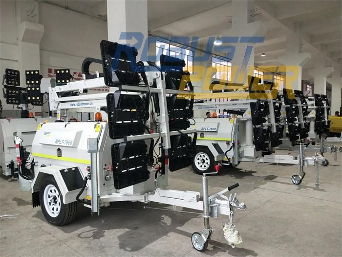 Construction 9m Telescopic Mast Diesel Generator Mobile LED Light Tower