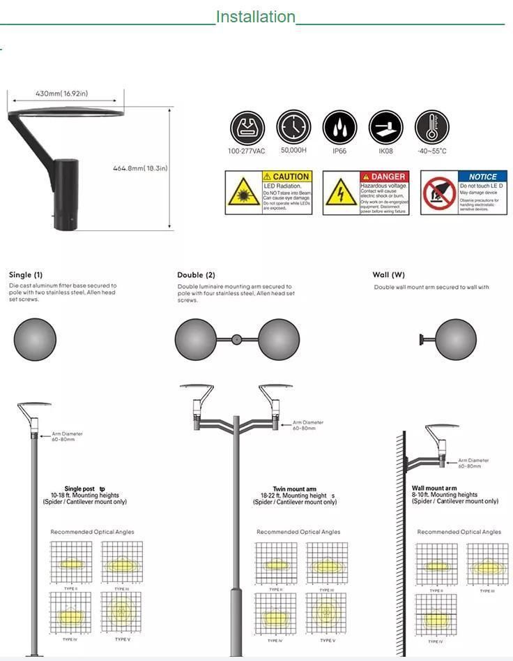 China Manufacturer 40W LED Garden Lights LED Top Post Lighting