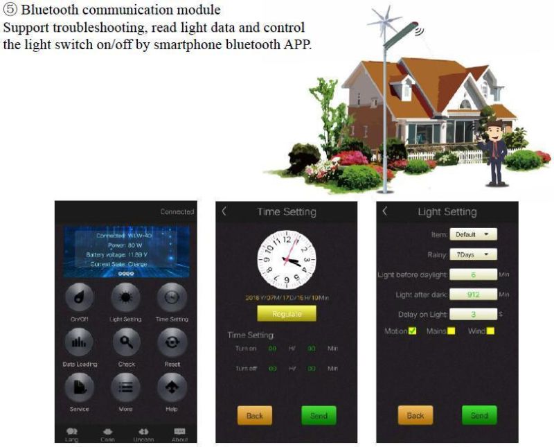 Wind and Solar Powered 80W LED Hybrid Lighting Luminaires  (SNH-080)