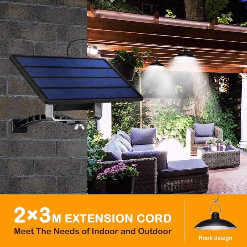 Double Head Solar Pendant Light Outdoor Solar Lamp Shed Lights with Cable for Garden Yard