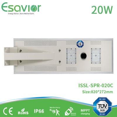 TUV ISO Cer. Outdoor Integrated LED Solar Street Garden Lights 20W