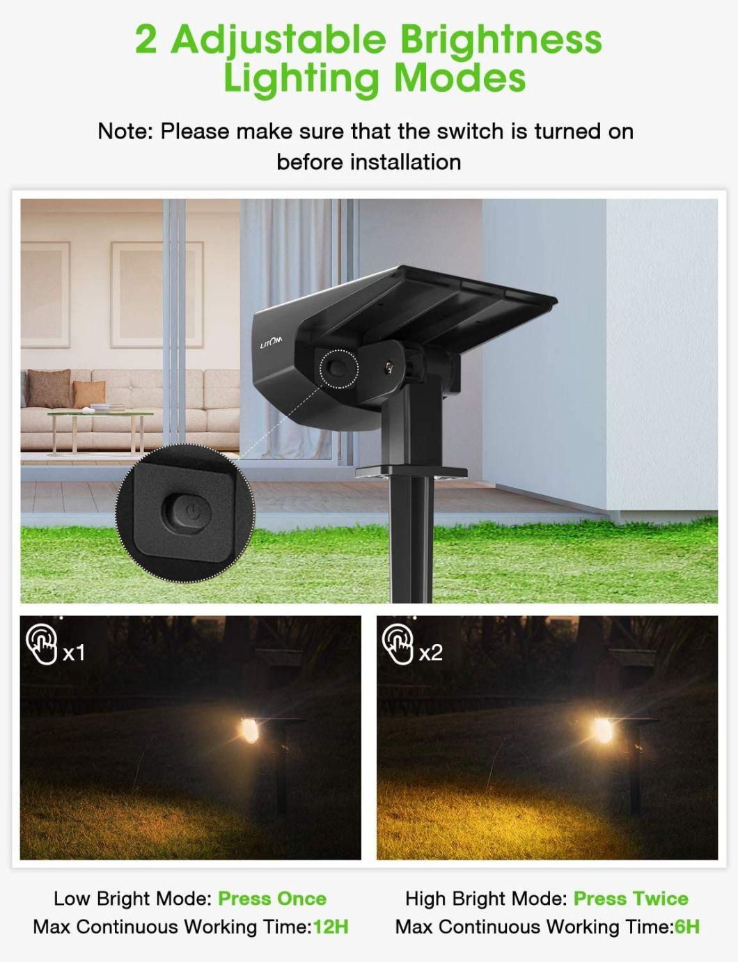 Simva 12 LEDs Solar Landscape Spotlights, IP67 Waterproof Solar Powered Wall Lights 2-in-1 Wireless Outdoor Light for Yard Garden Driveway Porch