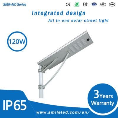 Hot Sell 120W All in One Solar Street Light with Street Light Pole