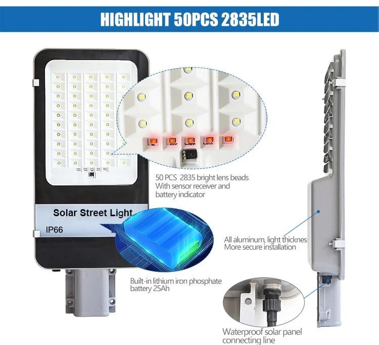 High Brightness and Long Working Time Solar Power Street Light High Quality Luminaires 200W 300W Waterproof IP66
