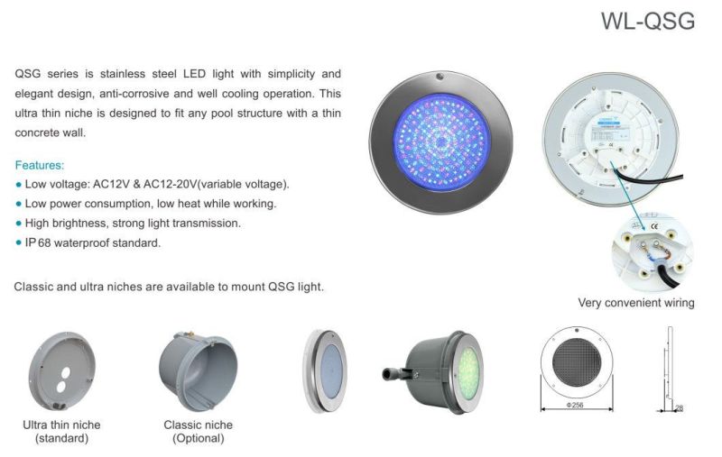 AC12V & AC12-20V LED Underwater Light for Swimming Pool Classic Niche Is Optional