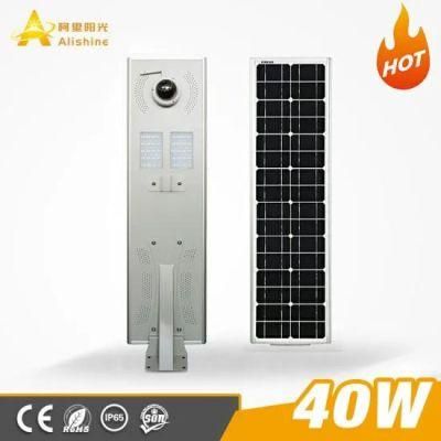 45m IR Distance CCTV Camera 40W LED Solar Street Light