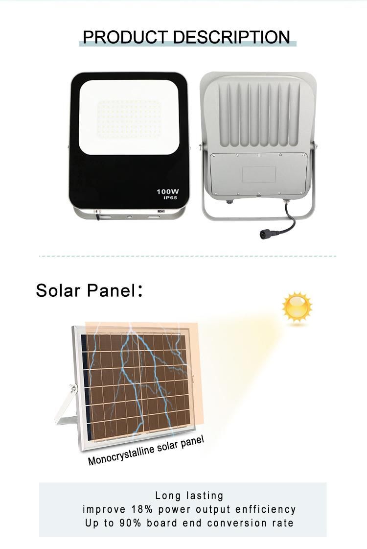 Wholesale High Quality IP65 Solar Powered Remote Slim Outdoor Floodlight 50W LED Flood Lamp