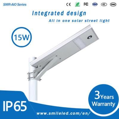 Integrated Aluminum IP65 All in One Solar LED Street Light 15W