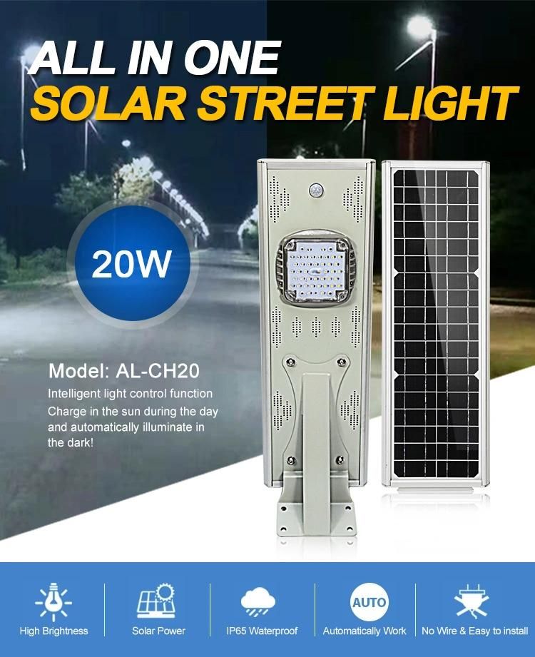 Home Outdoor Solar Light 20W Integrated LED Solar Street Light