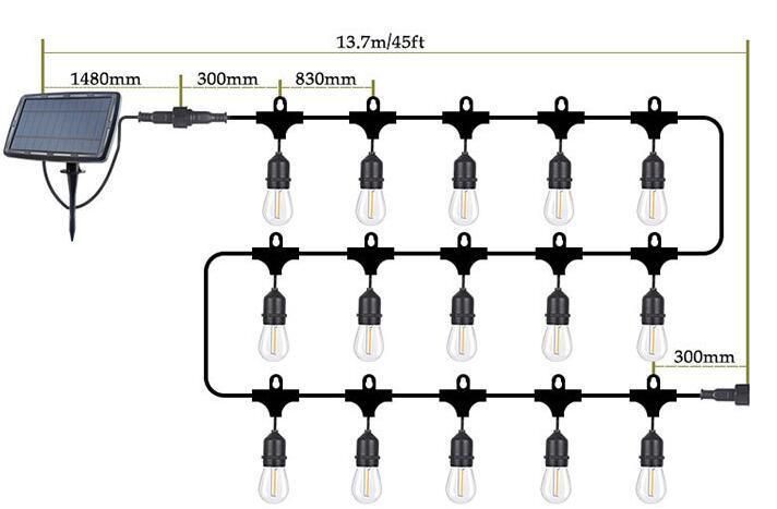 Wholesale Waterproof S14 Bulb Solar LED String Light for Holiday Decoration