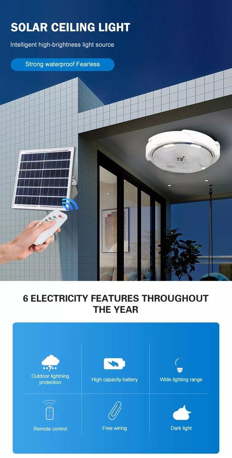 2022 New Solar Ceiling Lamp Home Indoor Hotel Lighting Super Bright LED Solar Light for Outdoor Courtyard