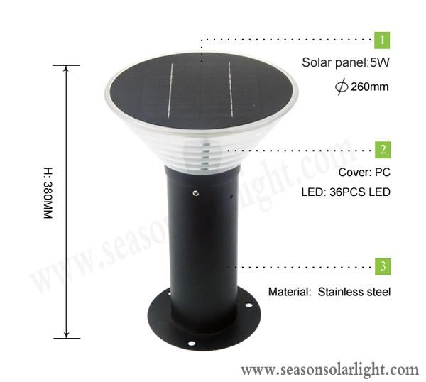 Energy Saving Light Lamp Park Roadway Lawn Lighting Outdoor Solar Garden Pillar Light with LED Light