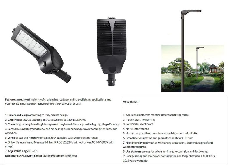 Modern Waterproof Street Light, Die-Casting Aluminum 50W LED Street Light Outdoor Solar Light