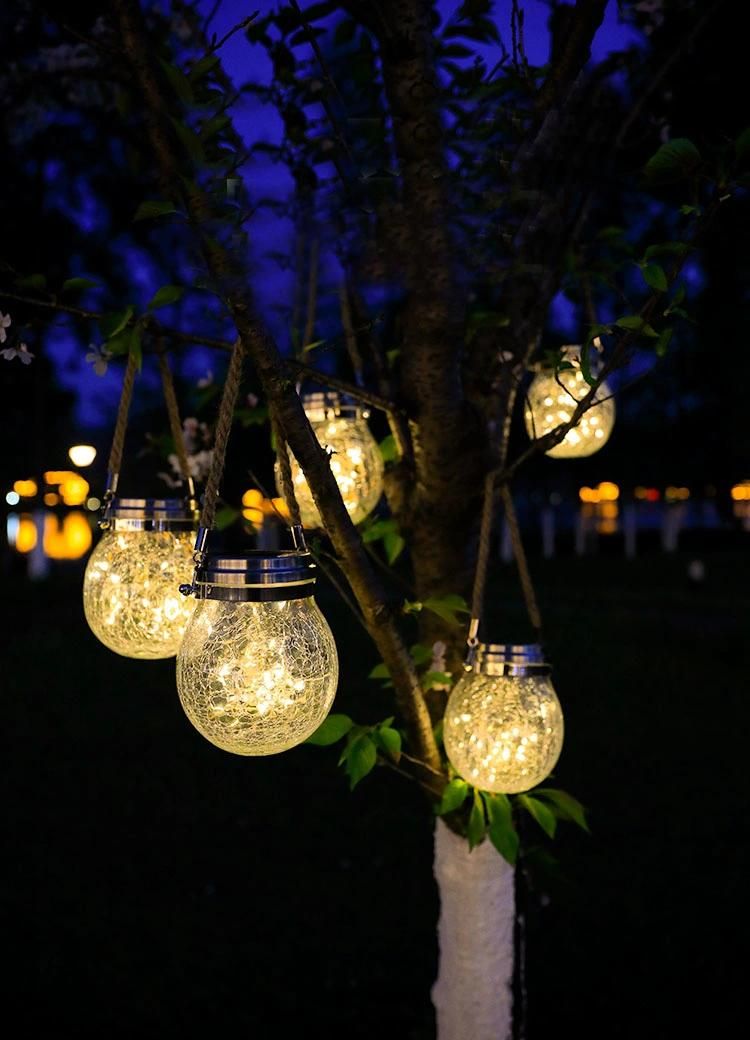 Outdoor Tree Garden Hanging Solar Powered Mason Jar Light with Warm White