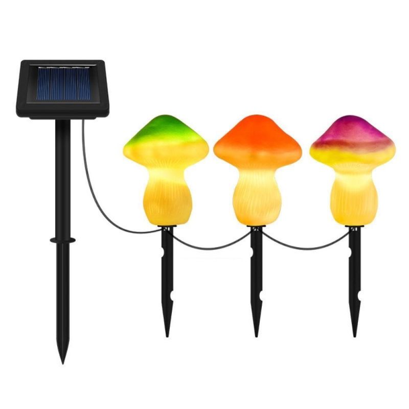 3PCS Mushroom Outdoor Solar Garden Lights Cute Shape Mushroom Landscape Lighting Path Lights for Garden Decoration Wyz19763