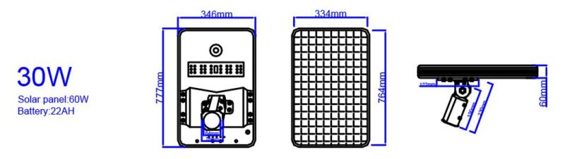 IP66 Outdoor Adjustable All in One Integrated LED Solar Street Light 30W 40W 50W 60W 80W 100W 120W 150W