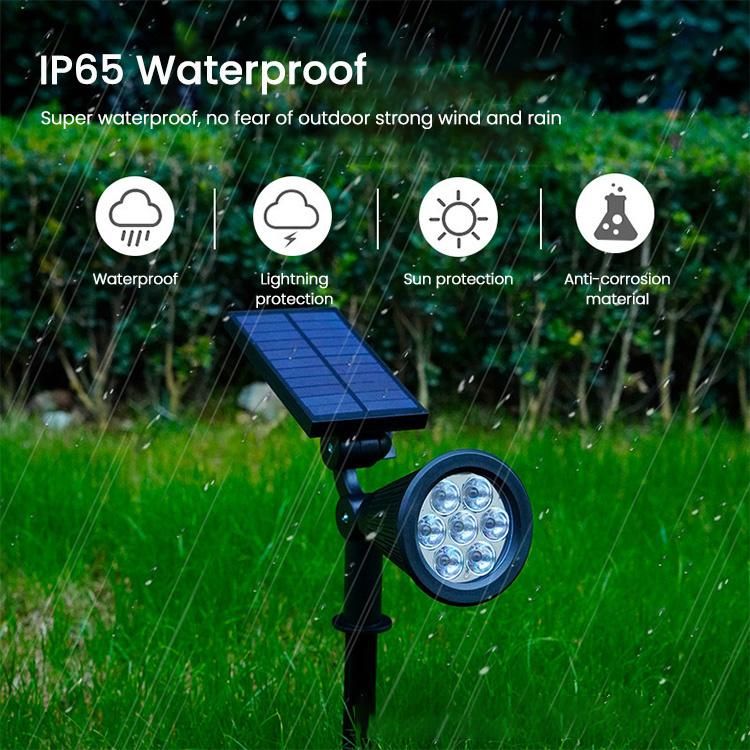 Solar Powered Garden Light and Outdoor Solar Landscape Spotlight, Solar Spot Lights with Waterproof LED and Solar Panel Integrated, Lawn Spotlight