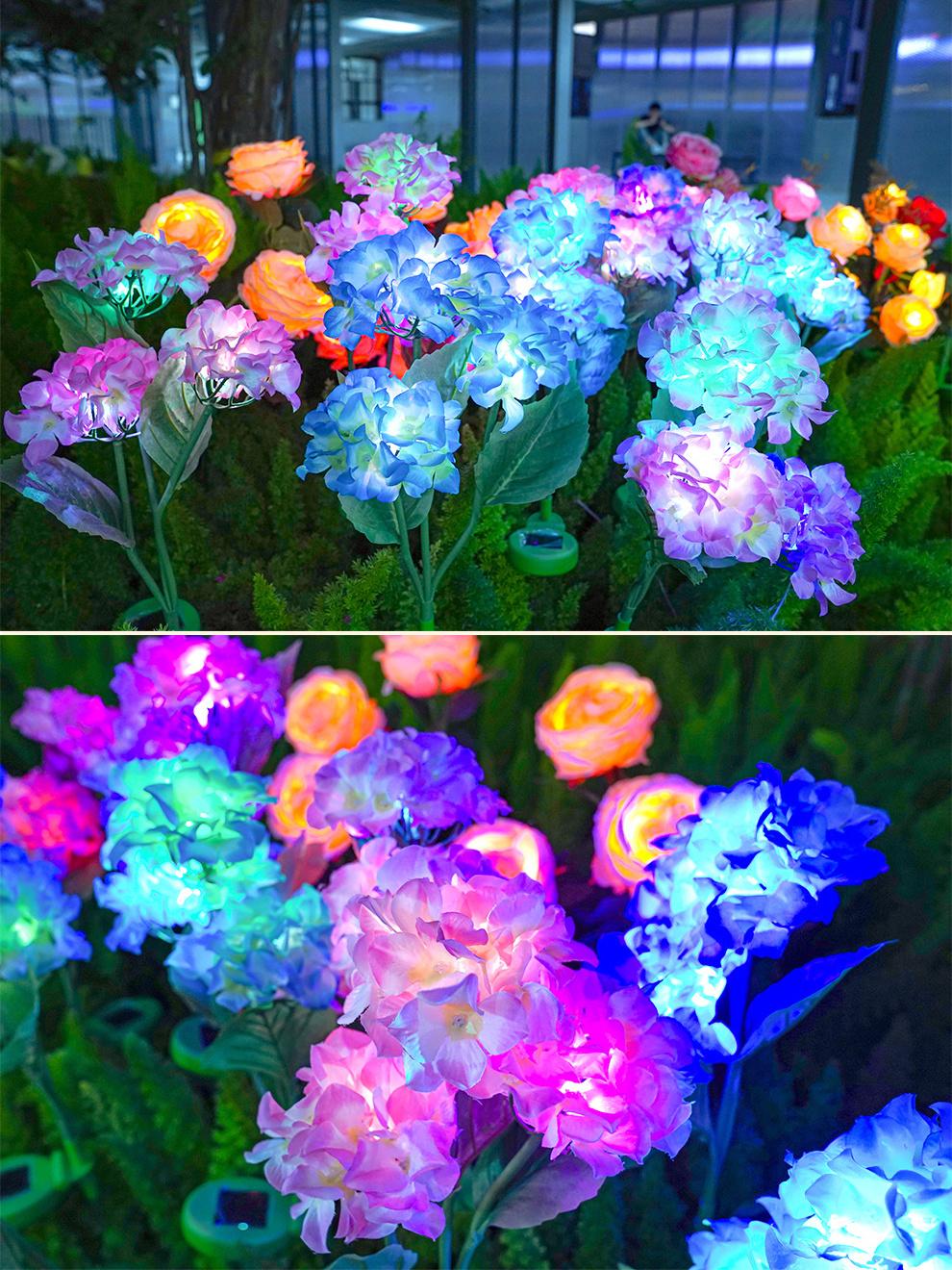 Hot Sales Multicolor Rose Sunflower Solar LED Flower Light for Outdoor Waterproof Garden Decorative