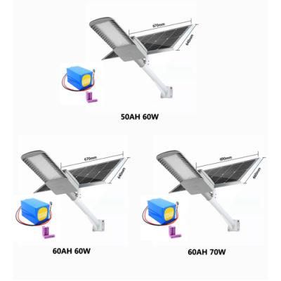 Outdoor Waterproof High Efficiency Energy Saving Waterproof IP65 LED Solar Street Light with Panel and Lithium Battery