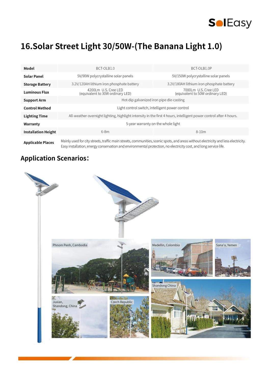 LED Light 30W/50W solar Light LED Lamp with Solar Panel for LED Street Light