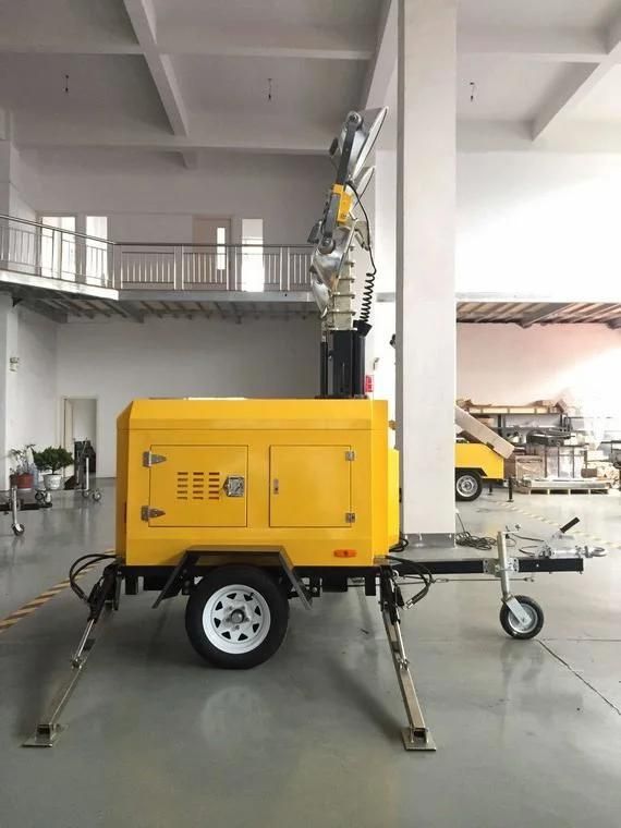 Outdoor Portable Mobile Hydraulic Diesel Engine LED Lamp Lighting Tower Solar Telescopic Mast Trailer Mining Flood Light Tower Price