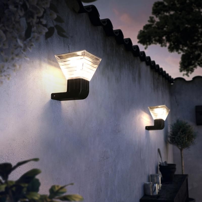 Hot Sale Outdoor Waterproof LED Warm White Lights Garden Lights Sensor Solar Wall Lamp