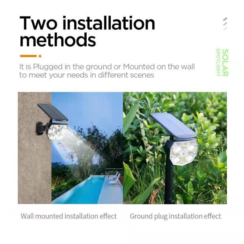 Solar Landscape Spotlights Outdoor 32LEDs IP65 Waterproof Solar Powered Wall Lights 2-in-1 Adjustable Lights for Garden Yard Driveway