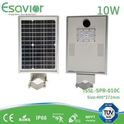 10W All in One Integrated Solar LED Street Light for Parking Lot Energy Saving Garden Lamp