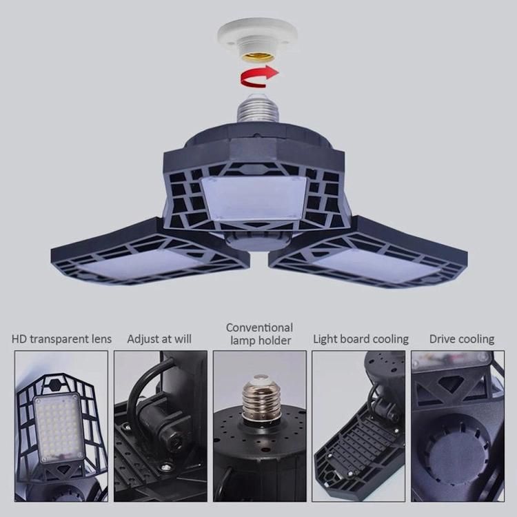 Four-Leaf LED Garage Light 100W E27 Warehouse Transformable High Bay Light