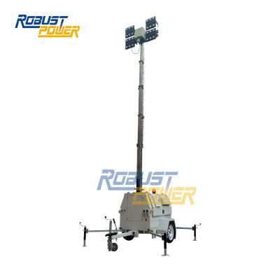 Heavy Duty 9m Euro Trailer LED Portable Generator Light Tower